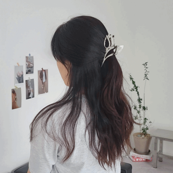 *무배 [2color] 빈티지튤립 집게핀 헤어 머리 반묶음 머리핀